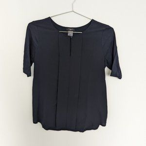 Ann Taylor Keyhole Button Top, Navy, Women's XS